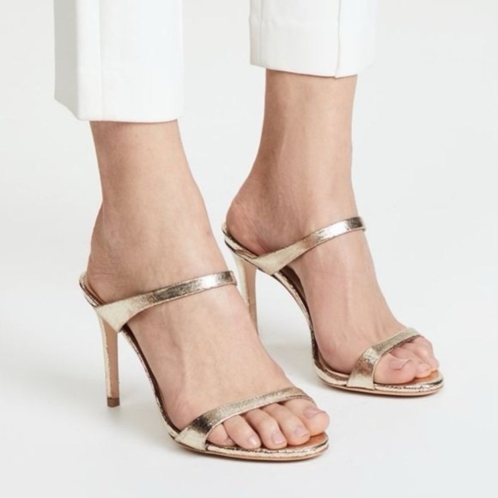 SCHUTZ 100mm Reanna Metallic Gold Stiletto Heels US 7.5